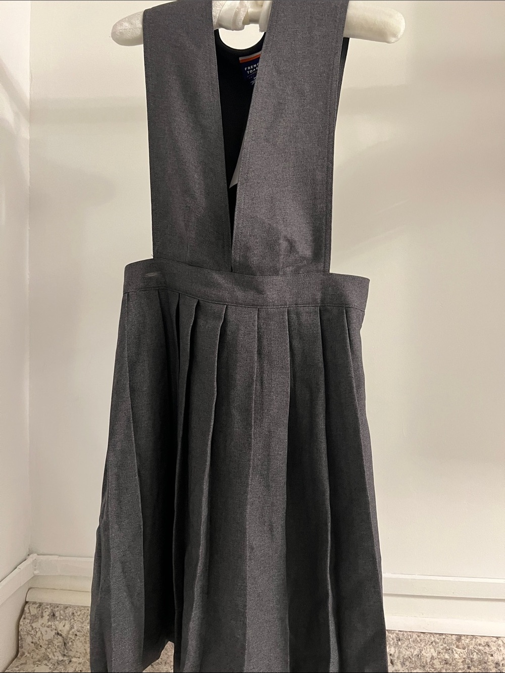 French Connection Charcoal Pleated Pinafore Dress